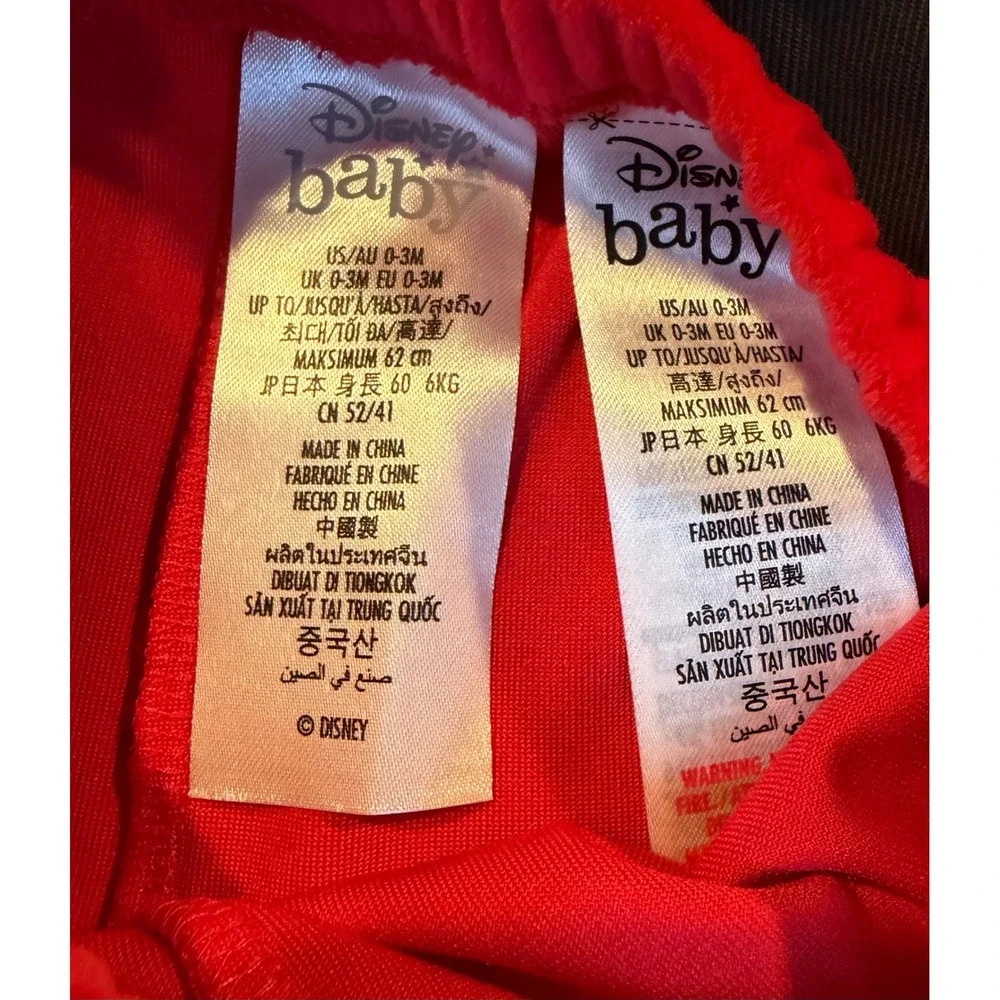 NWT Disney Baby Mickey Mouse Santa Suit Red Velour Hooded Jacket Pants Set 0-3M